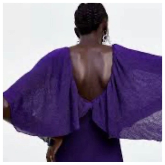 NWT. Zara Purple Metallic Thread Dress. Size M. - Picture 4 of 11